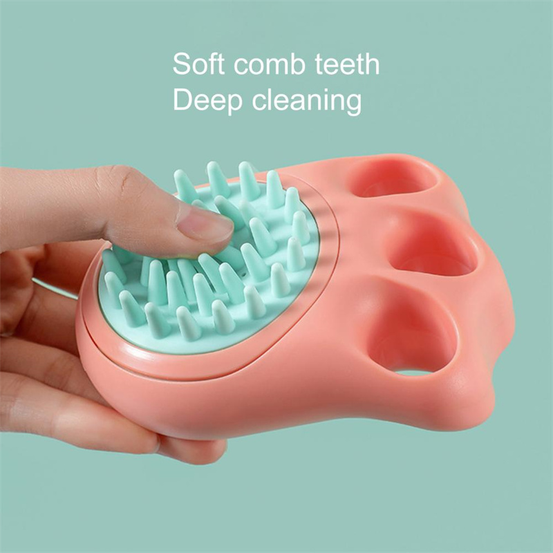 Durable Cat Paw Bath Brush Fine Foaming Labor-saving Cartoon Shape Pet Dog Cat Pet Hair Grooming Brush Reusable Dog Hair Comb Pet Products